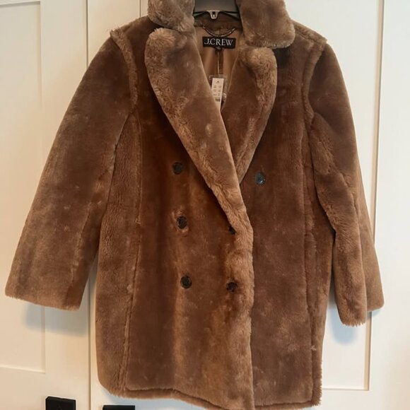 J. Crew Faux Fur Peacoat, XS, NWT - Picture 2 of 4